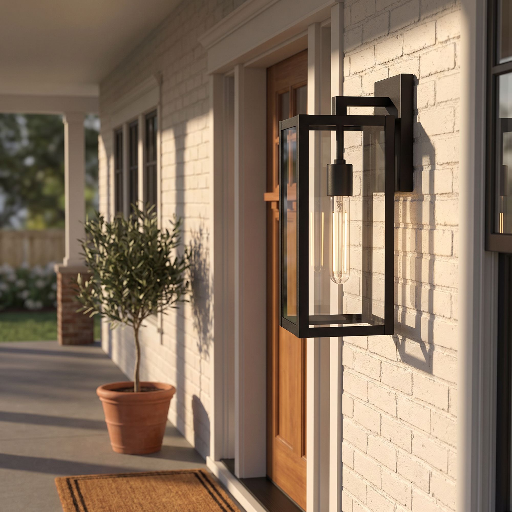 Mystic Black Contemporary Outdoor Porch Lights Set - #134P8
