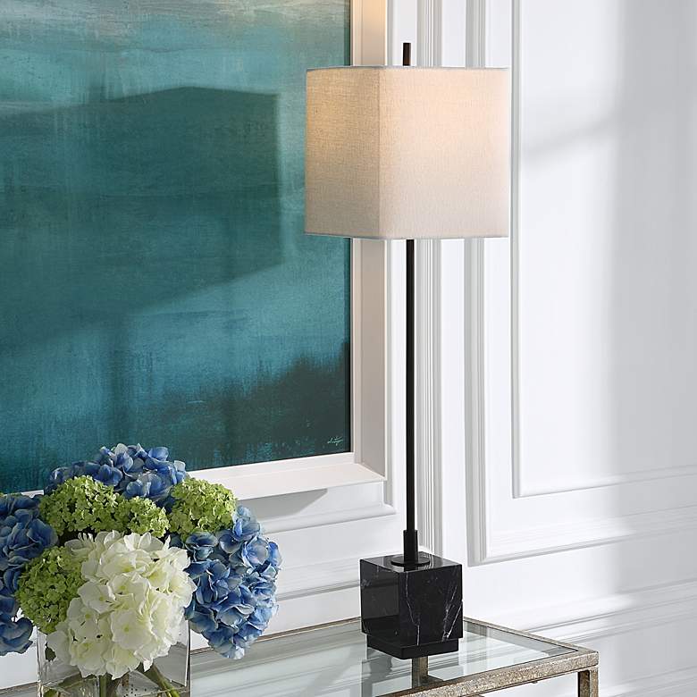 Image 1 Uttermost Escort 37" High Satin Black Metal Buffet Table Lamp in scene
