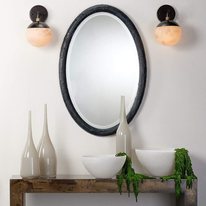 Image 1 Jamie Young Ovation Charcoal 20" x 32" Oval Wall Mirror in scene