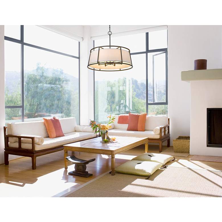 Image 1 Lenyx 32" Wide Iron Ore 8-Light Pendant in scene