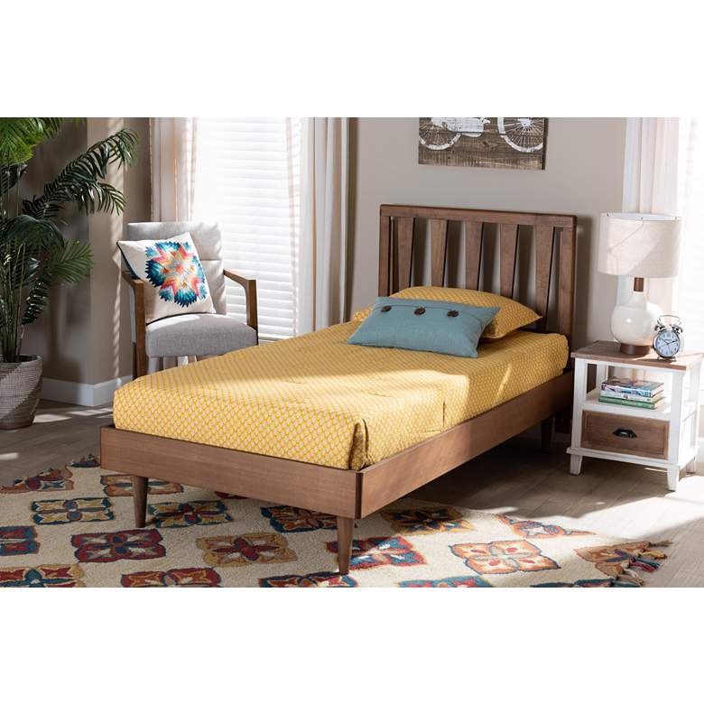 Image 1 Baxton Studio Kuro Walnut Brown Wood Twin Size Platform Bed in scene