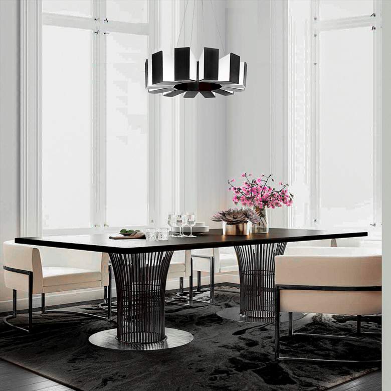 Image 1 Chronos 34 inch Wide Twelve Light Modern Chandelier in Black in scene