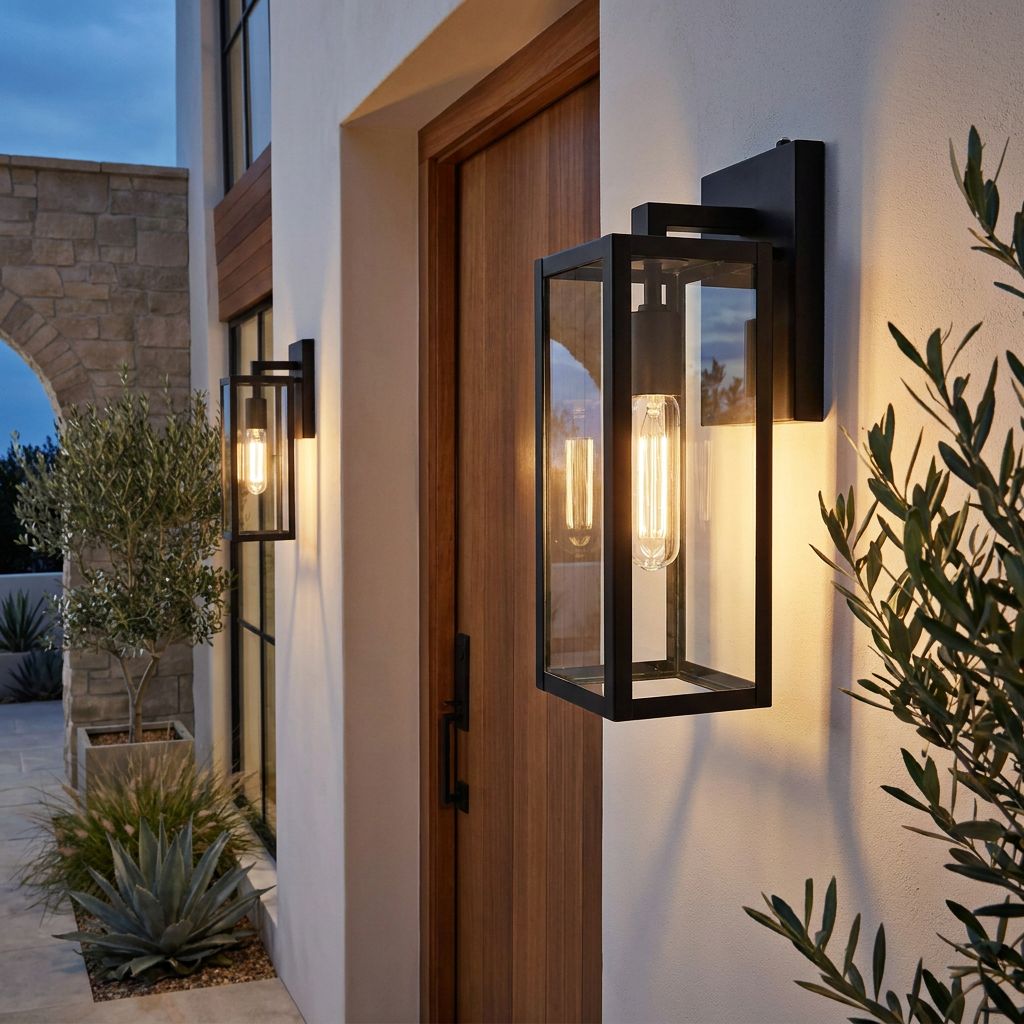 Image 1 John Timberland Titan 14" Black Dusk to Dawn Outdoor Lights Set of 2 in scene