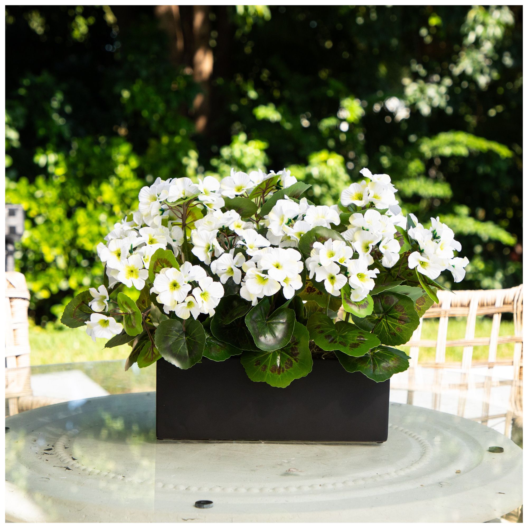 Image 6 13in. UV Resistant Artificial Geranium in Rectangular Planter more views