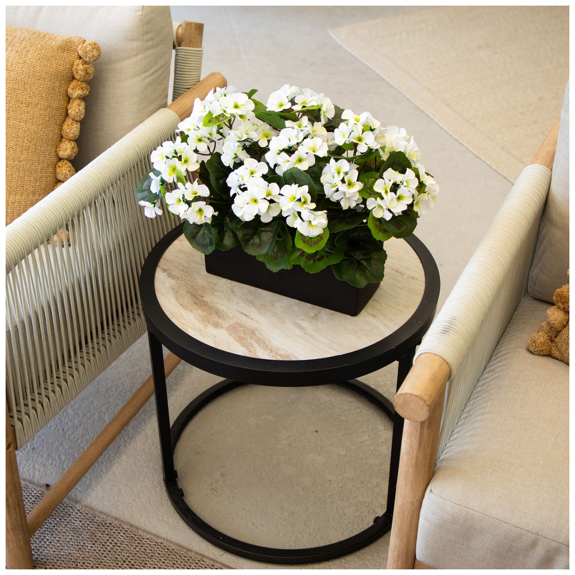 Image 7 13in. UV Resistant Artificial Geranium in Rectangular Planter more views