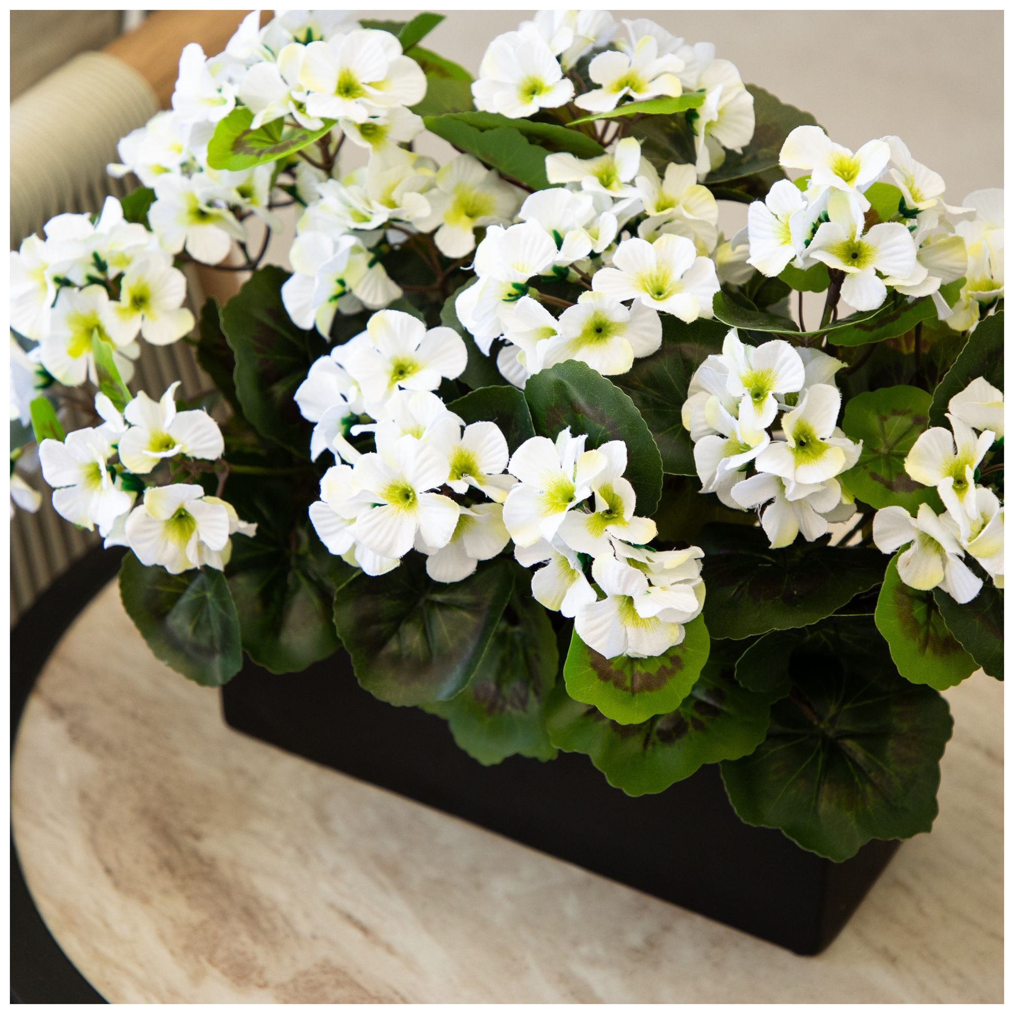 13in. UV Resistant Artificial Geranium in Rectangular Planter