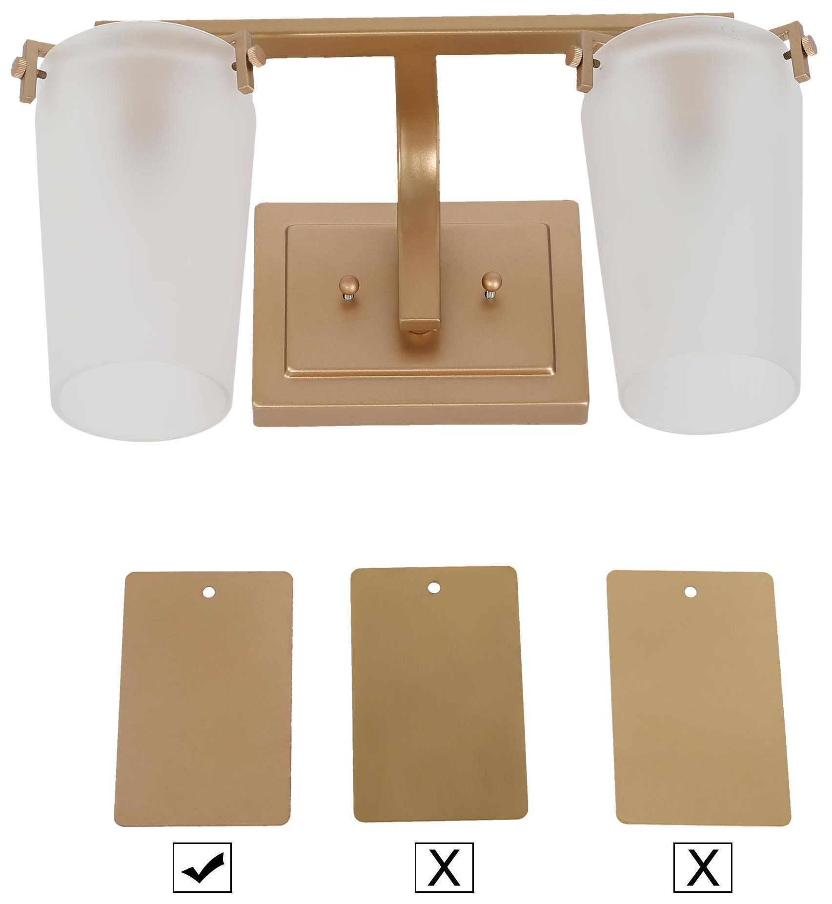 Image 3 14.2" Wide Gold 2-Light Vanity Light with Frosted Glass Shades more views