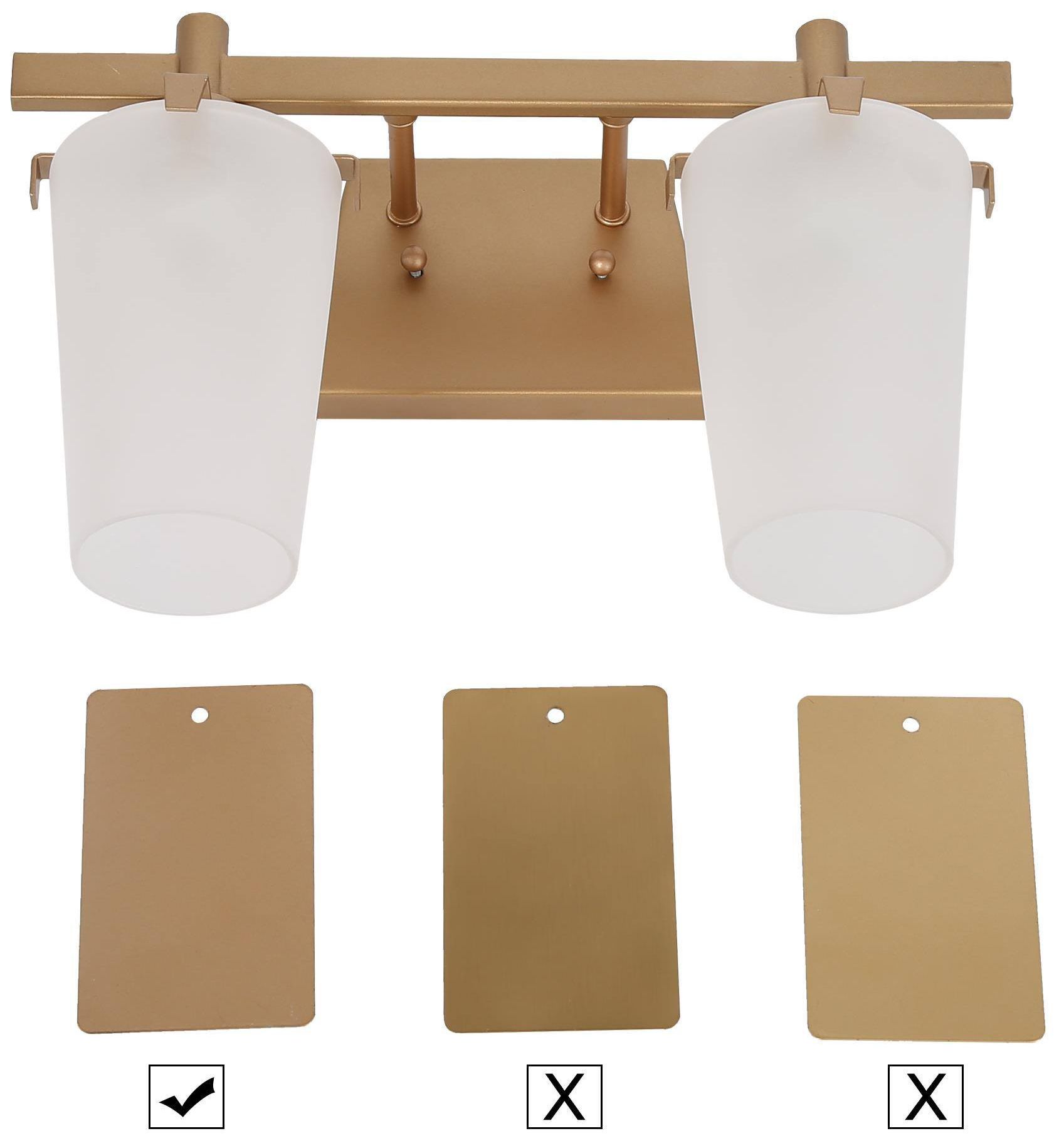 Image 3 14.2" Wide Gold Cone-Shaped 2-Light Vanity Light with Frosted Glass Sh more views