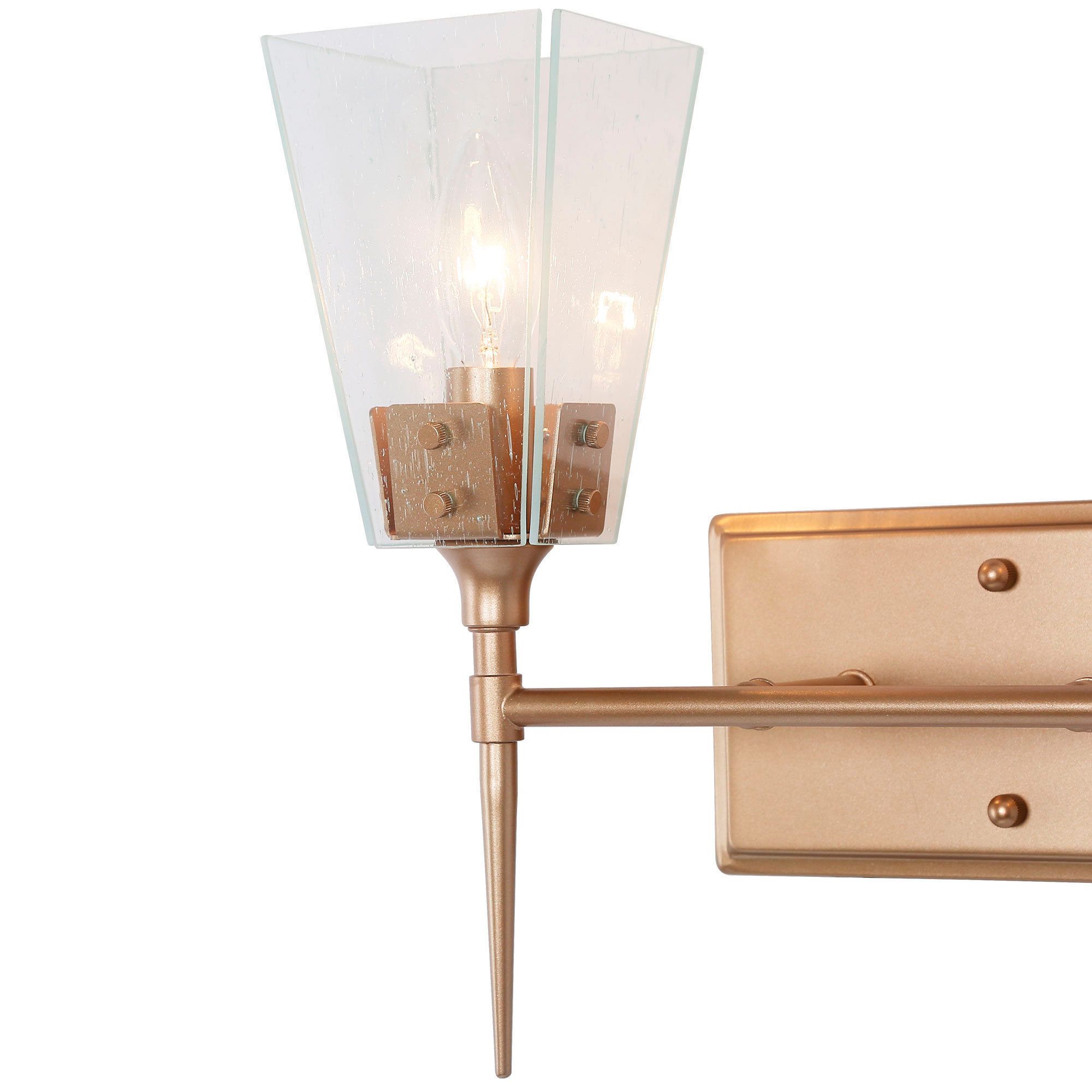 Image 3 14.2"W 2-Light Gold Seeded Glass Bathroom Vanity Light more views