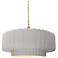 14.5"W Bisque Frame Brushed Brass Tier Pleated Beige Twisted LED Penda