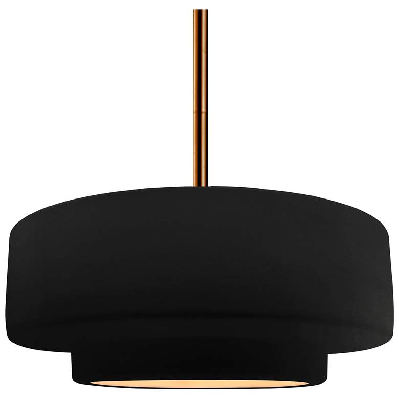 Image 1 14.5"W Carbon/Gold Frame Brushed Brass Tier Rigid Stem Kit LED Pendant