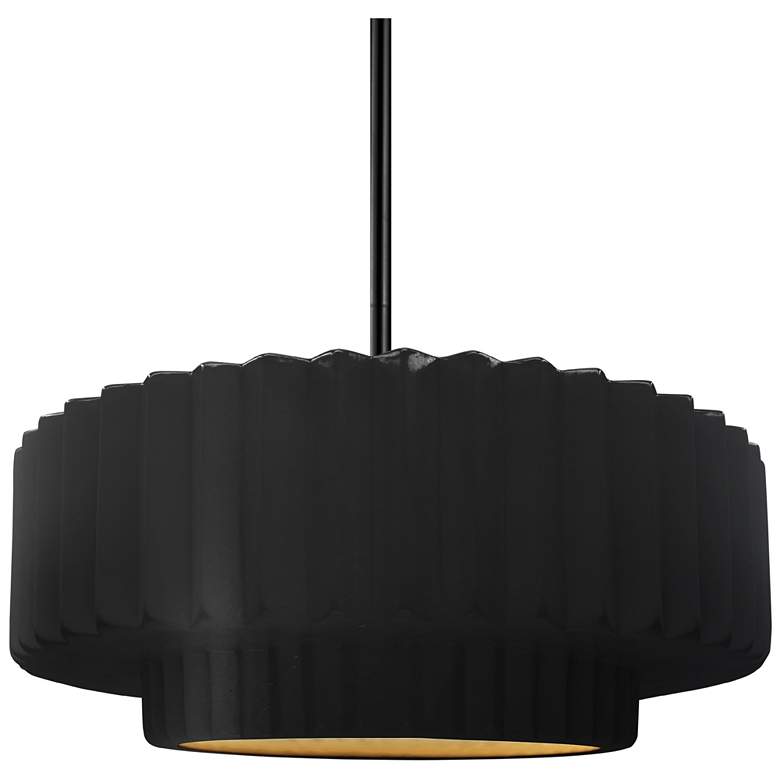 Image 1 14.5"W Carbon/Gold Frame Matte Black Tier Pleated Rigid Stem Kit Penda
