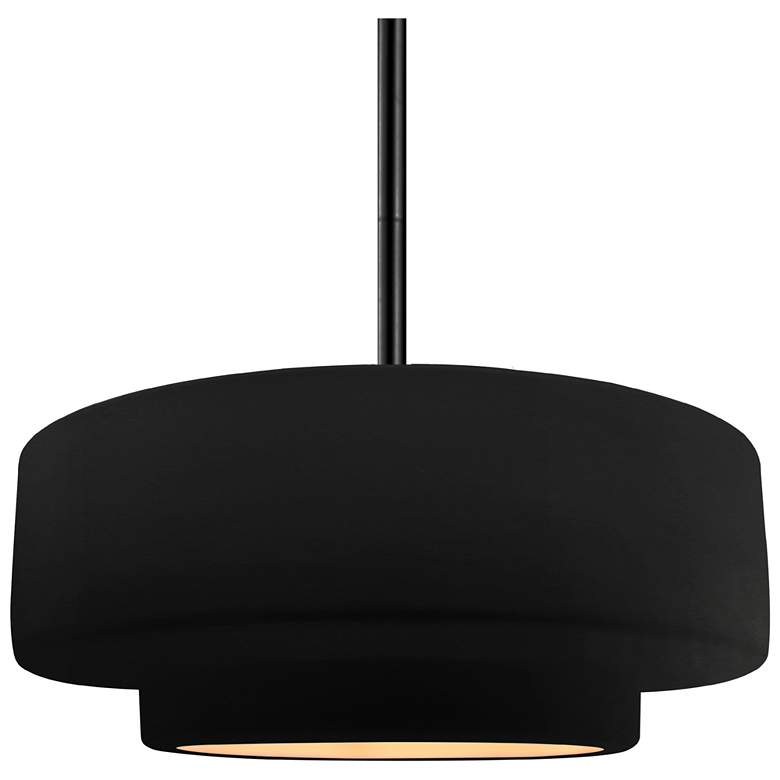 Image 1 14.5"W Carbon/Gold Frame Matte Black Tier Rigid Stem Kit LED Pendant