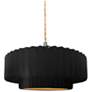 1_14.5"W Carbon/Gold Frame Nickel Tier Pleated Beige Twisted LED Pendant