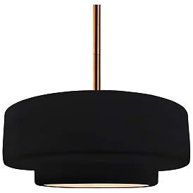 Image1 of 14.5"W Gloss Black Frame Brushed Brass Tier Rigid Stem Kit LED Pendant