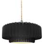 1_14.5"W Gloss Black/White Frame Nickel Tier Pleated Beige Twisted Penda
