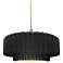 14.5"W Gloss Black/White Frame Nickel Tier Pleated Beige Twisted Penda