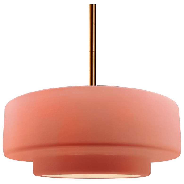Image 1 14.5"W Gloss Blush Frame Brushed Brass Tier Rigid Stem Kit LED Pendant