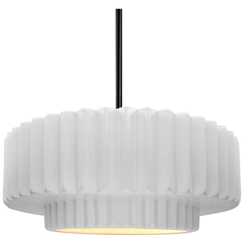 Image 1 14.5"W Gloss White Frame Matte Black Tier Pleated Rigid Stem Kit Penda