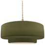 1_14.5"W Matte Green Frame Brushed Brass Tier Beige Twisted LED Pendant