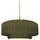 14.5"W Matte Green Frame Brushed Brass Tier Pleated Twisted LED Pendan