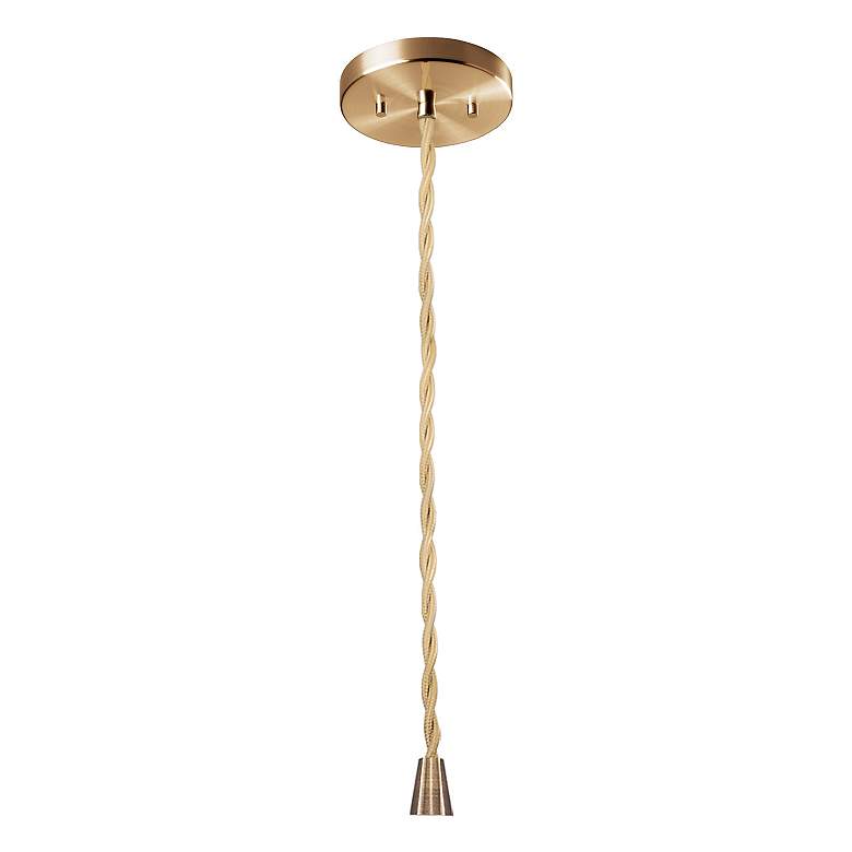 Image 2 14.5"W Matte Green Frame Brushed Brass Tier Pleated Twisted LED Pendan more views