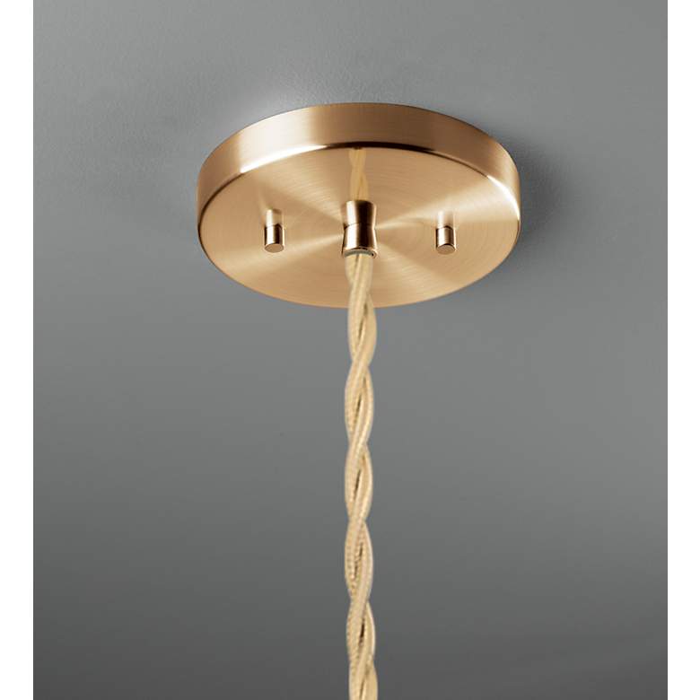 Image 3 14.5"W Matte Green Frame Brushed Brass Tier Pleated Twisted LED Pendan more views