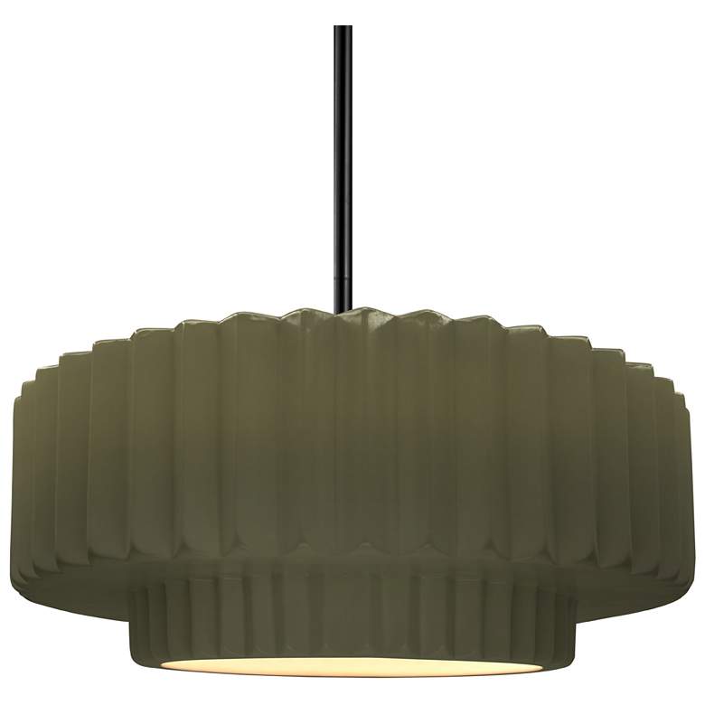 Image 1 14.5"W Matte Green Frame Matte Black Tier Pleated Rigid Stem Kit Penda