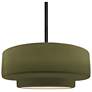 14.5"W Matte Green Frame Matte Black Tier Rigid Stem Kit LED Pendant