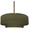 14.5"W Matte Green Frame Polished Brass Tier Pleated Stem LED Pendant