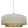 2_14.5"W Matte White Frame Brushed Brass Tier Pleated Twisted LED Pendan