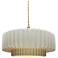 14.5"W Matte White Frame Brushed Brass Tier Pleated Twisted LED Pendan