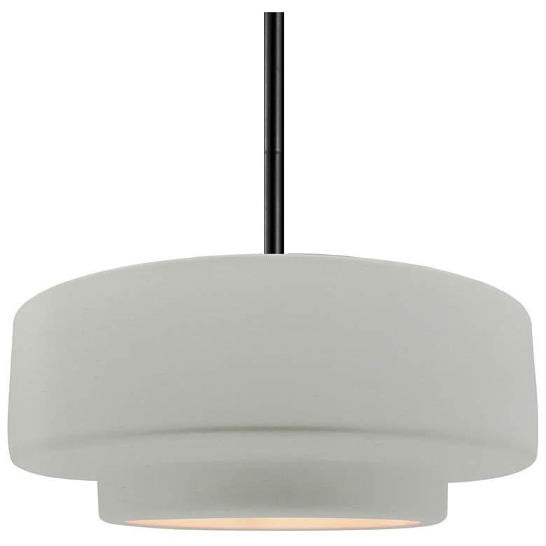 Image 1 14.5"W Matte White Frame Matte Black Tier Rigid Stem Kit LED Pendant