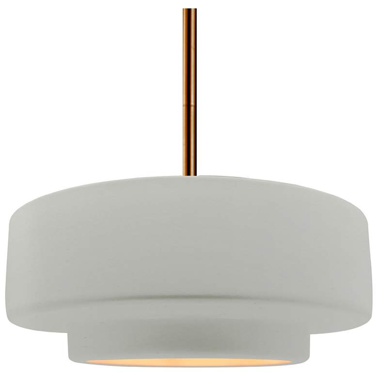 Image 1 14.5"W Matte White/Gold Frame Brushed Brass Tier Rigid Stem Kit LED Pe