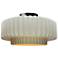 14.5"W Matte White/Gold Frame Matte Black Tier Pleated LED Semi.Flush