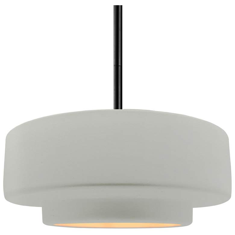 Image 1 14.5"W Matte White/Gold Frame Matte Black Tier Rigid Stem Kit LED Pend