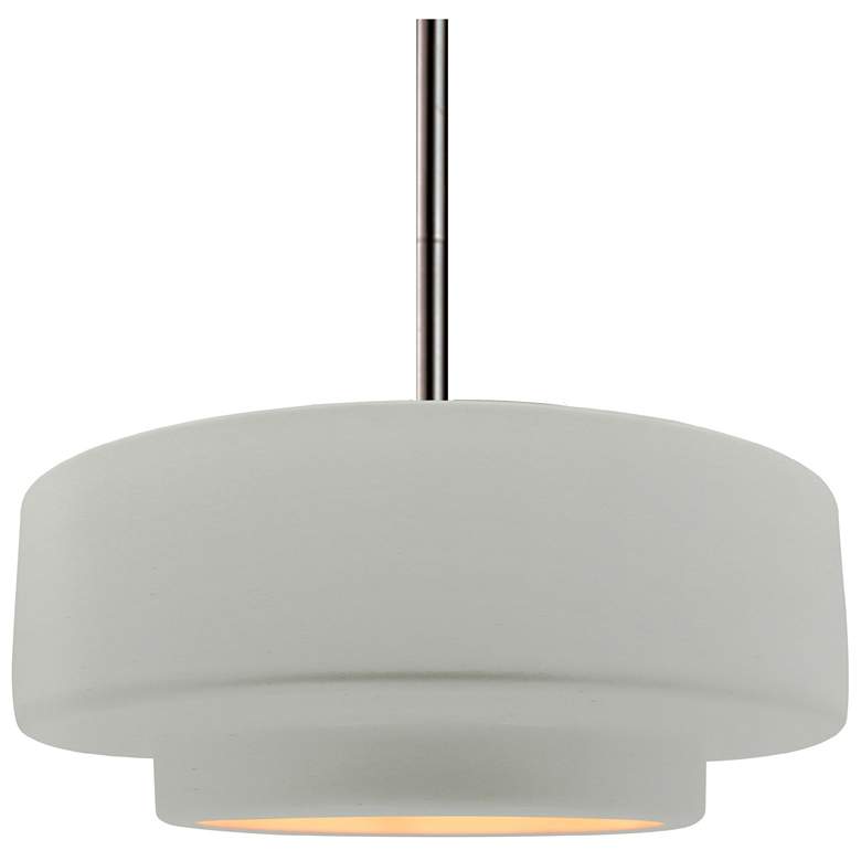 Image 1 14.5"W Matte White/Gold Frame Nickel Tier Rigid Stem Kit LED Pendant