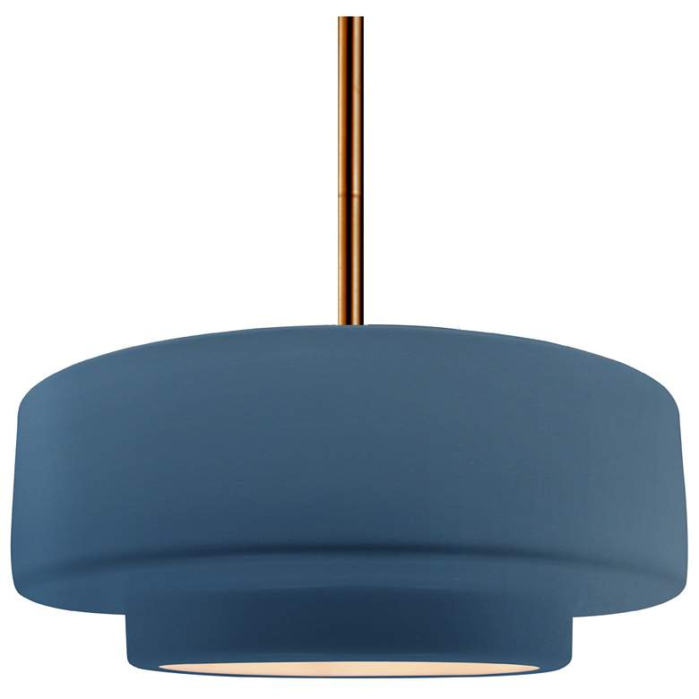 Image 1 14.5"W Midnight Frame Brushed Brass Tier Rigid Stem Kit LED Pendant