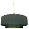 14.5"W Pewter Green Frame Brushed Brass Tier Pleated Twisted LED Penda