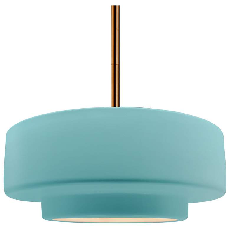 Image 1 14.5"W Reflecting Pool Frame Brushed Brass Tier Rigid Stem Kit Pendant