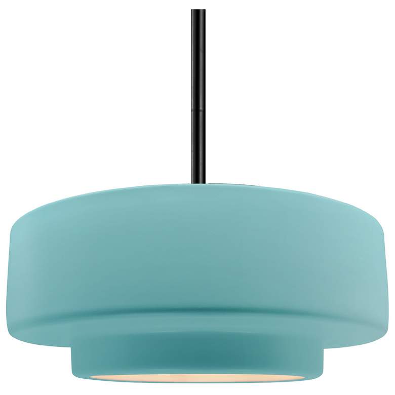 Image 1 14.5"W Reflecting Pool Frame Matte Black Tier Rigid Stem Kit LED Penda