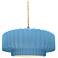 14.5"W Sky Blue Frame Nickel Tier Pleated Beige Twisted LED Pendant