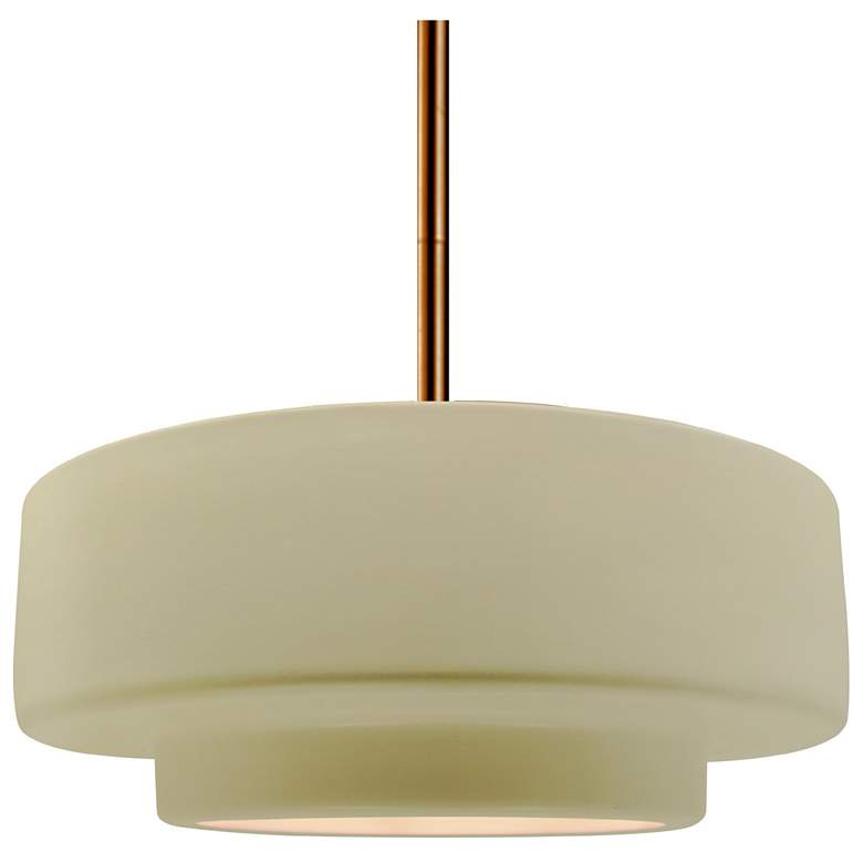 Image 1 14.5"W Vanilla Gloss Frame Brushed Brass Tier Rigid Stem Kit LED Penda