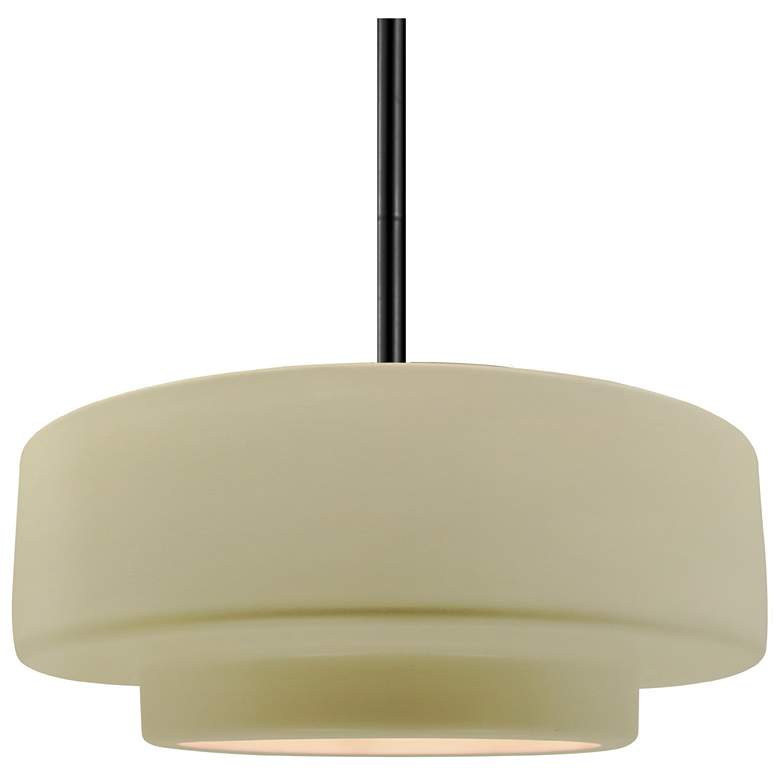 Image 1 14.5"W Vanilla Gloss Frame Matte Black Tier Rigid Stem Kit LED Pendant
