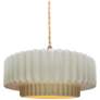 1_14.5"W White/Gold Frame Brushed Brass Tier Pleated Twisted LED Pendant