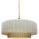 14.5"W White/Gold Frame Brushed Brass Tier Pleated Twisted LED Pendant