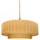 14.5"W Yellow Frame Brushed Brass Tier Pleated Beige Twisted LED Penda