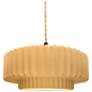 1_14.5"W Yellow Frame Matte Black Tier Pleated Beige Twisted LED Pendant