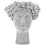 14.6" Gray Girl Statue Planter w/ Floral Crown
