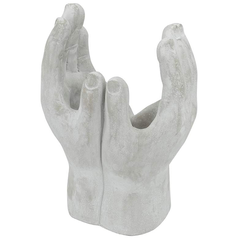 Image 1 14.6 inch Gray Hand Statue Planter